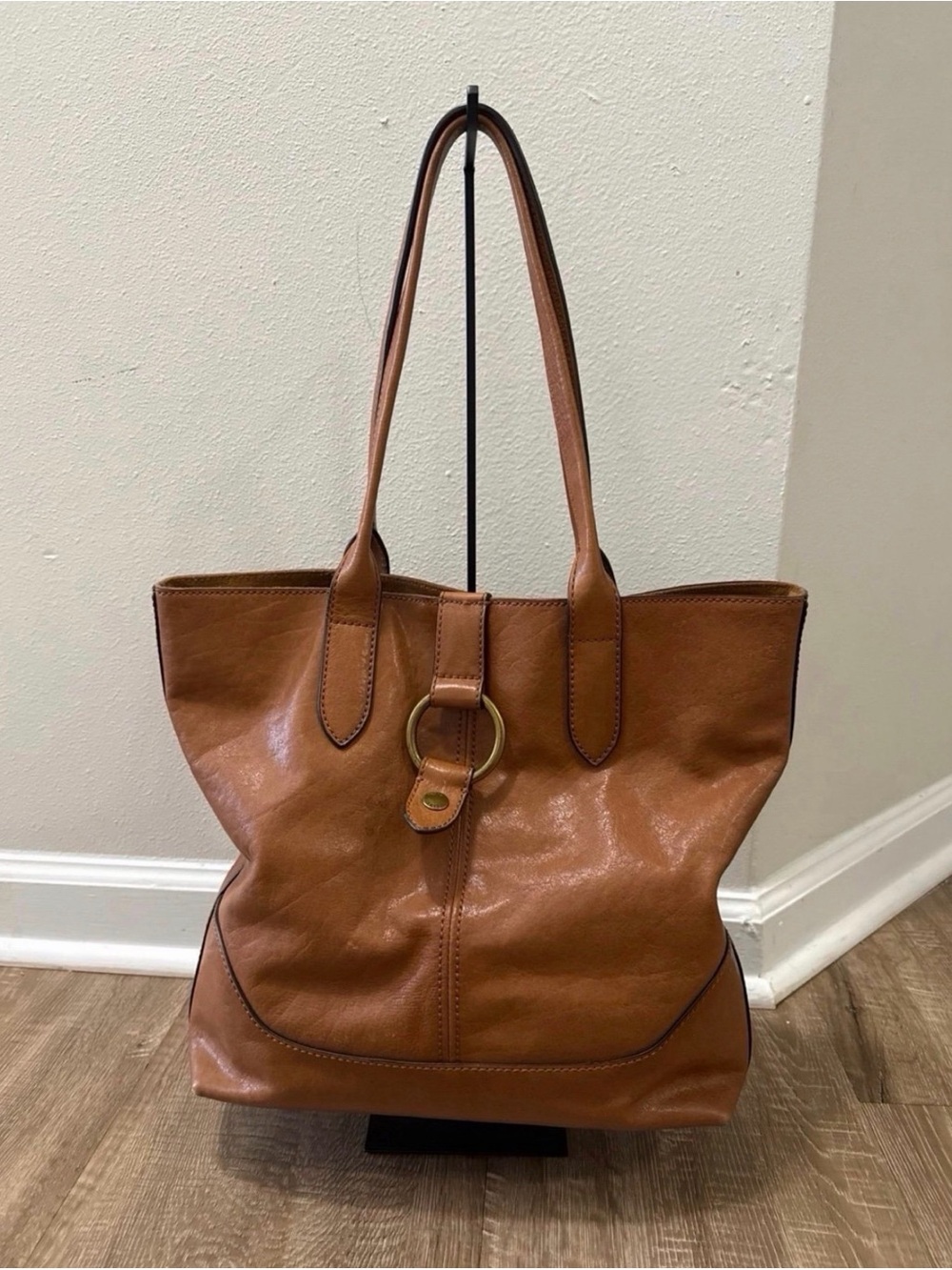 Frye Melissa Cognac Leather Ring-Accent Tote